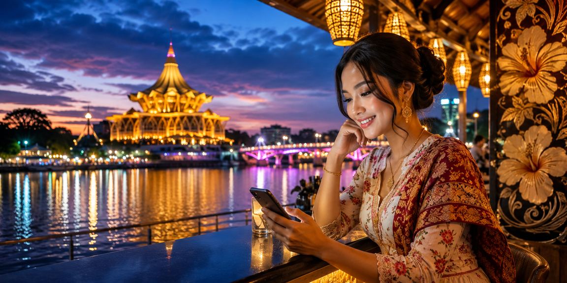 Pemain bermain kasino mudah alih di Kuching Sarawak menggunakan telefon pintar